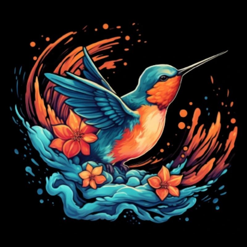 Oiseau explosion de fleurs