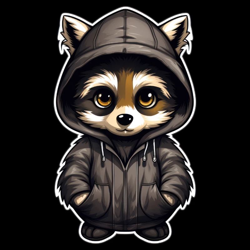 Cooler Waschbär in Freizeitkleidung