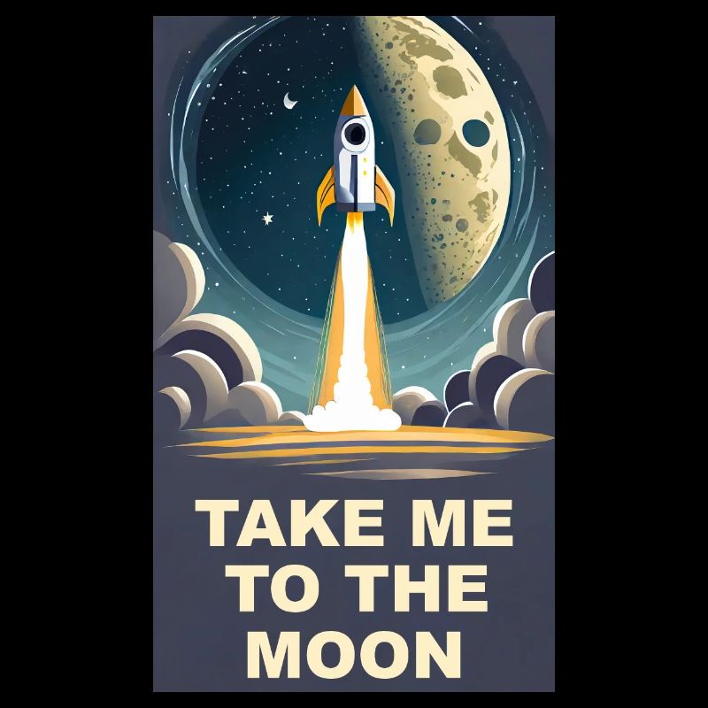 Take me to the moon vintage space rocket start