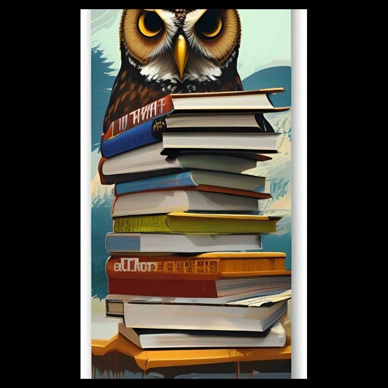 Comic Cartoon Süße Büchereule Eule Bücherstapel