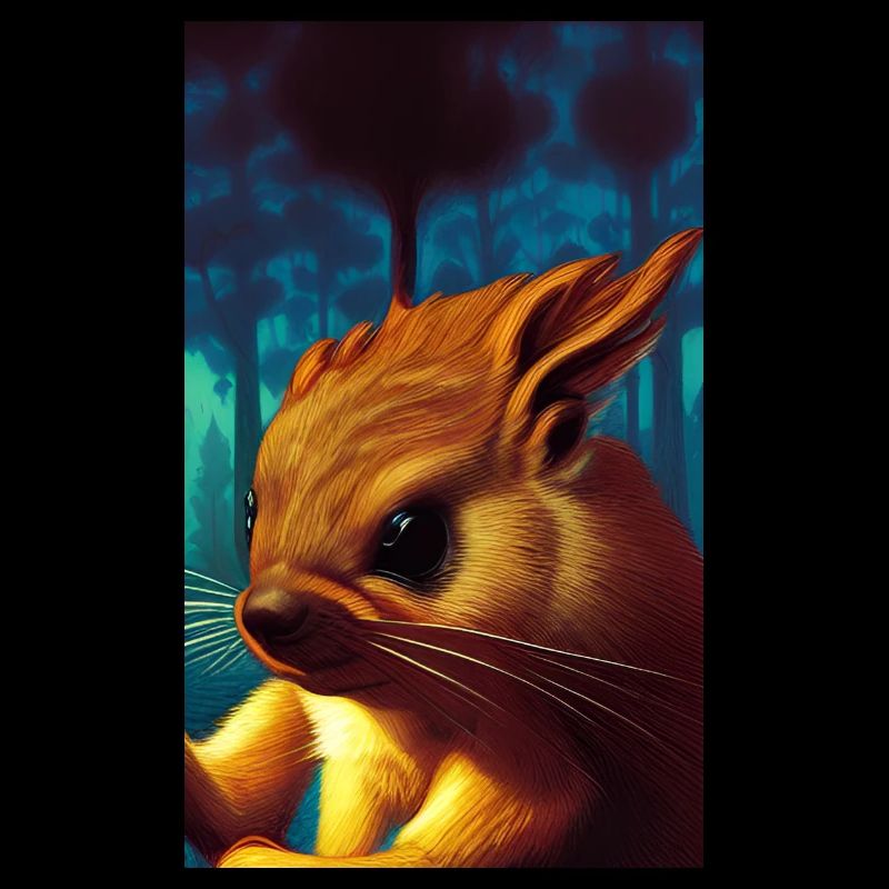 Cooles Comic Portrait wildes rotes Eichhörnchen majestätisch