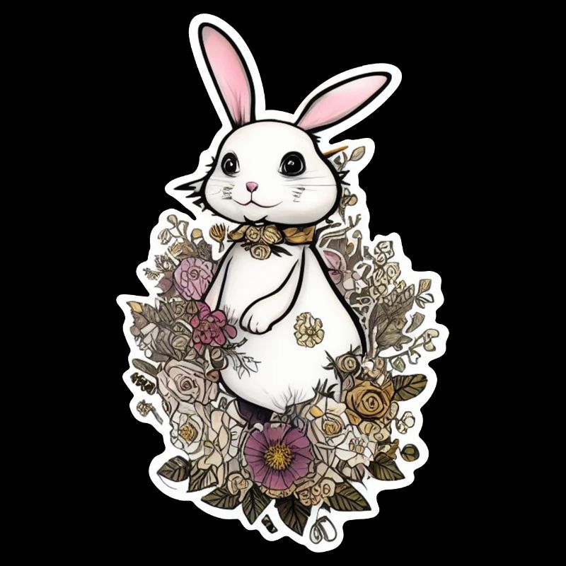 mignon lapin de pâques dans les fleurs