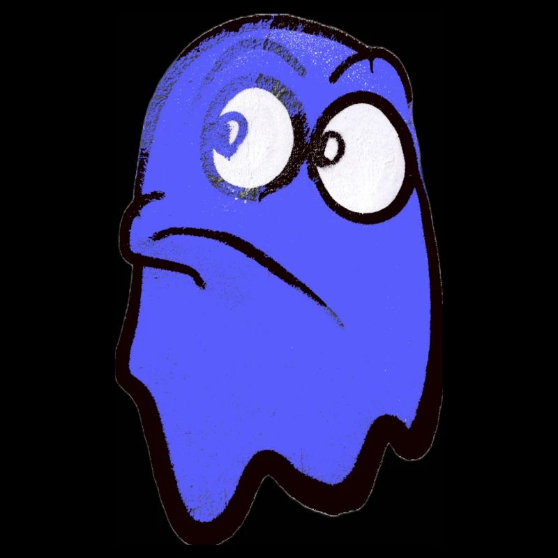 Funny grim-looking ghost in blue
