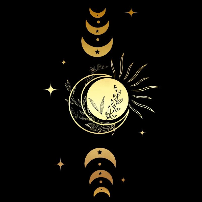 Moon and Golden Magic Star