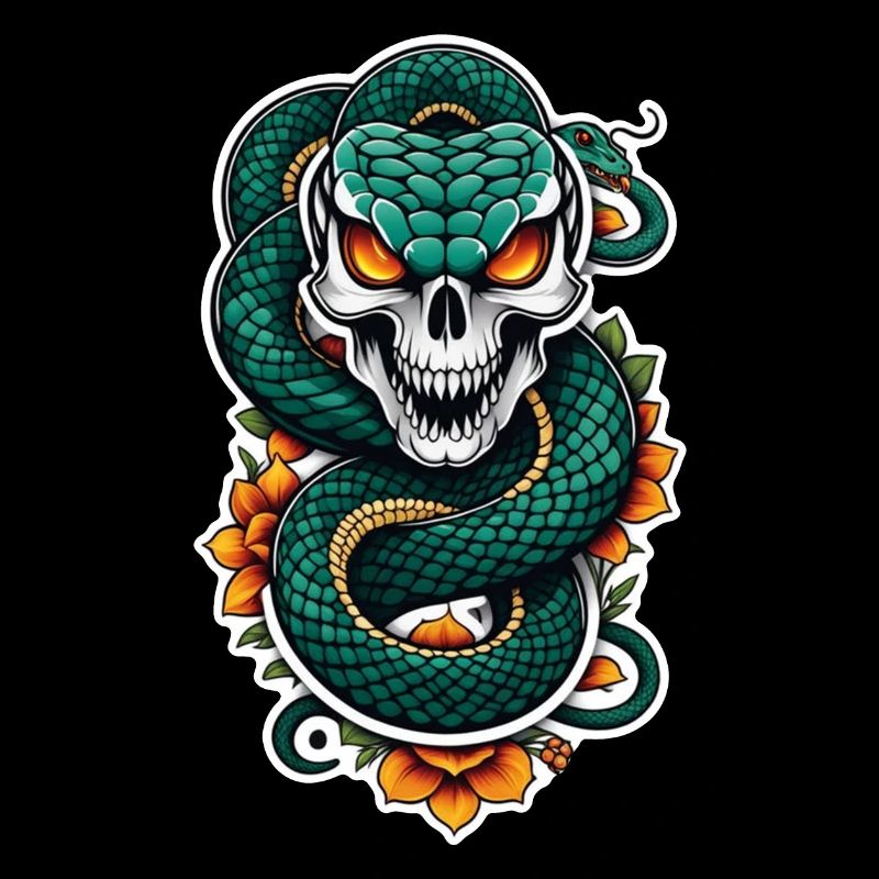 Snake Skeleton and Tattoo