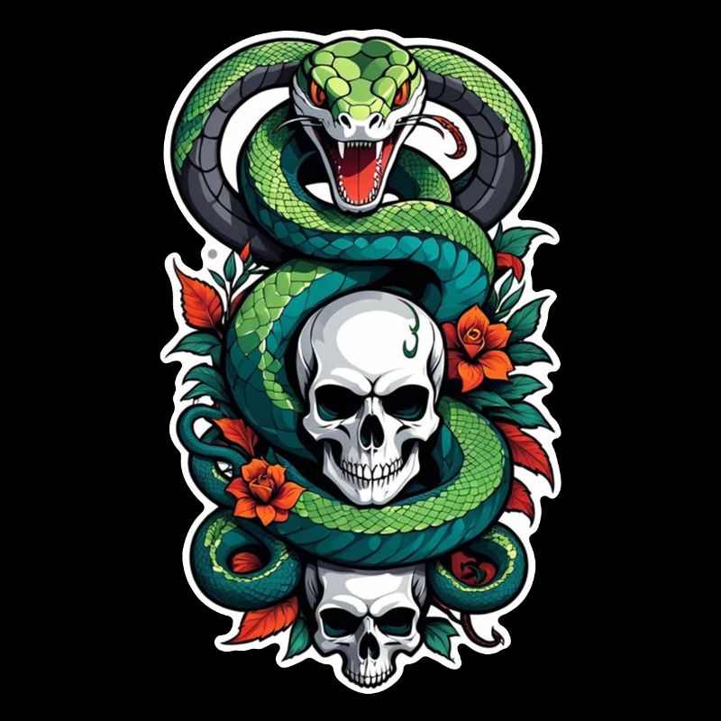 Snake Skeleton and Tattoo