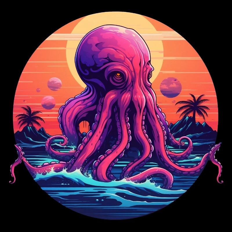 Octopus 80s synthwave 1 without stroke