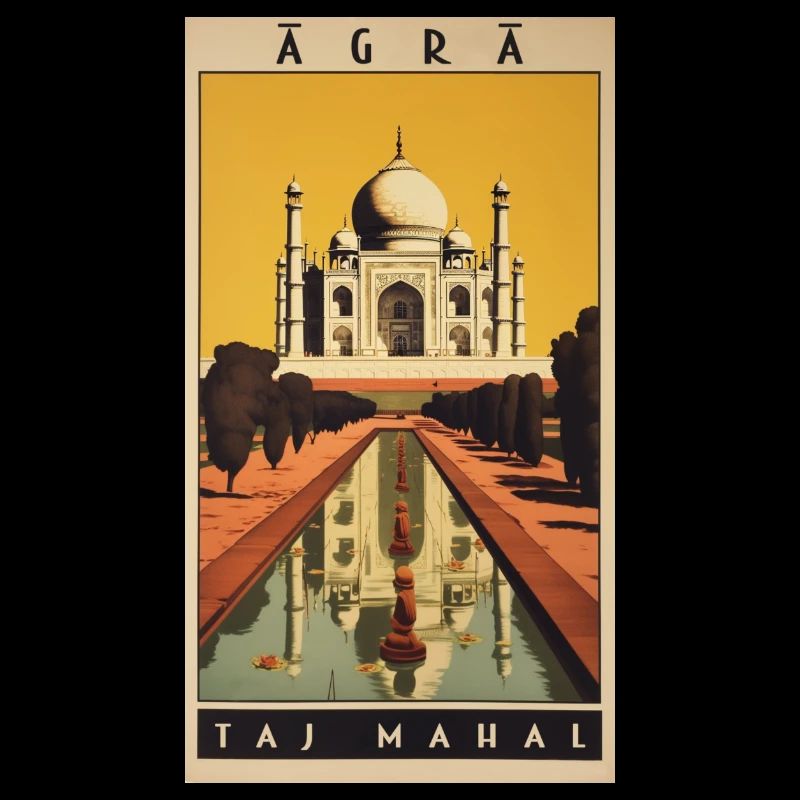 Affiche vintage classique du Taj Mahal d’Agra