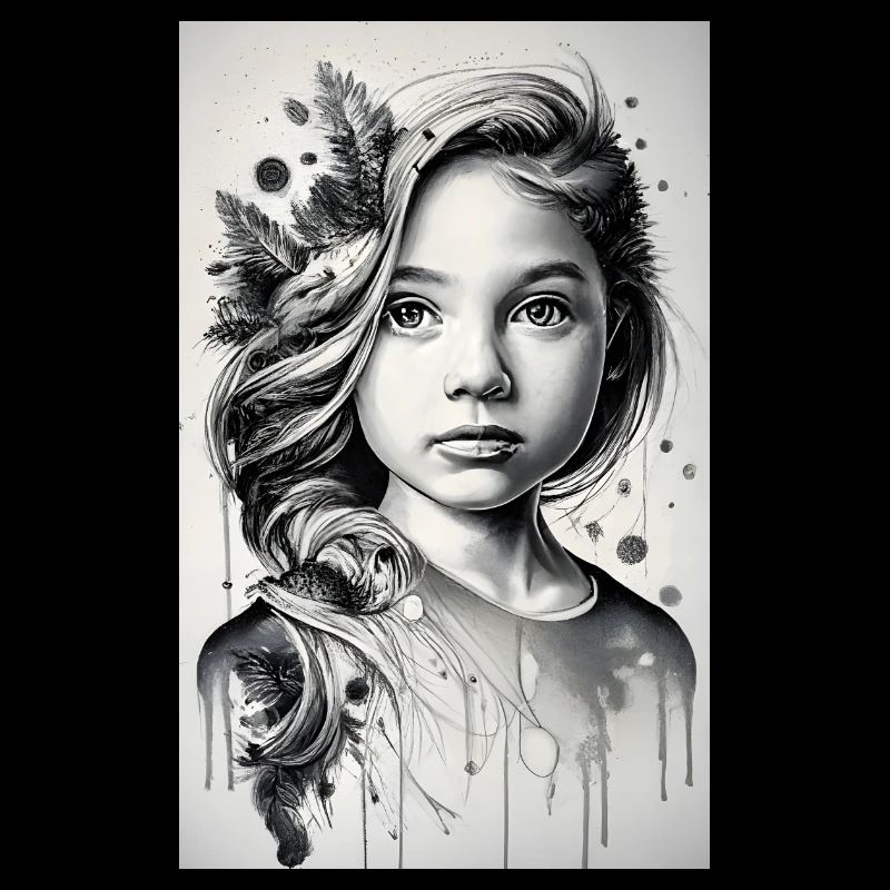 Fille en noir et blanc