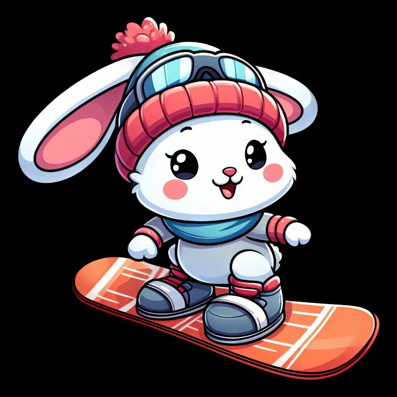 Lapin de neige sur la conception de joie d'hiver de snowboard