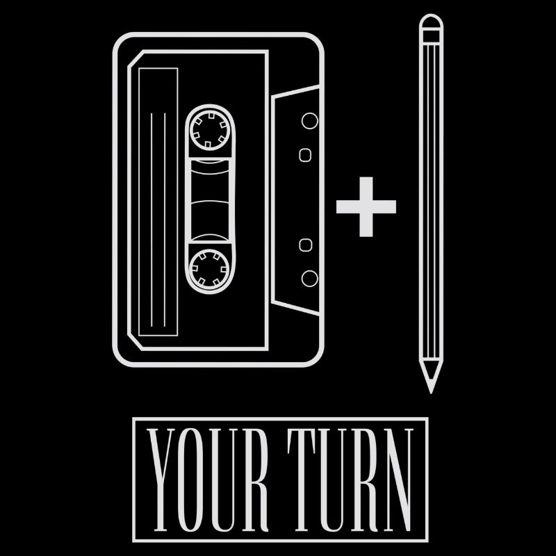 Cassette rétro plus stylo en blanc