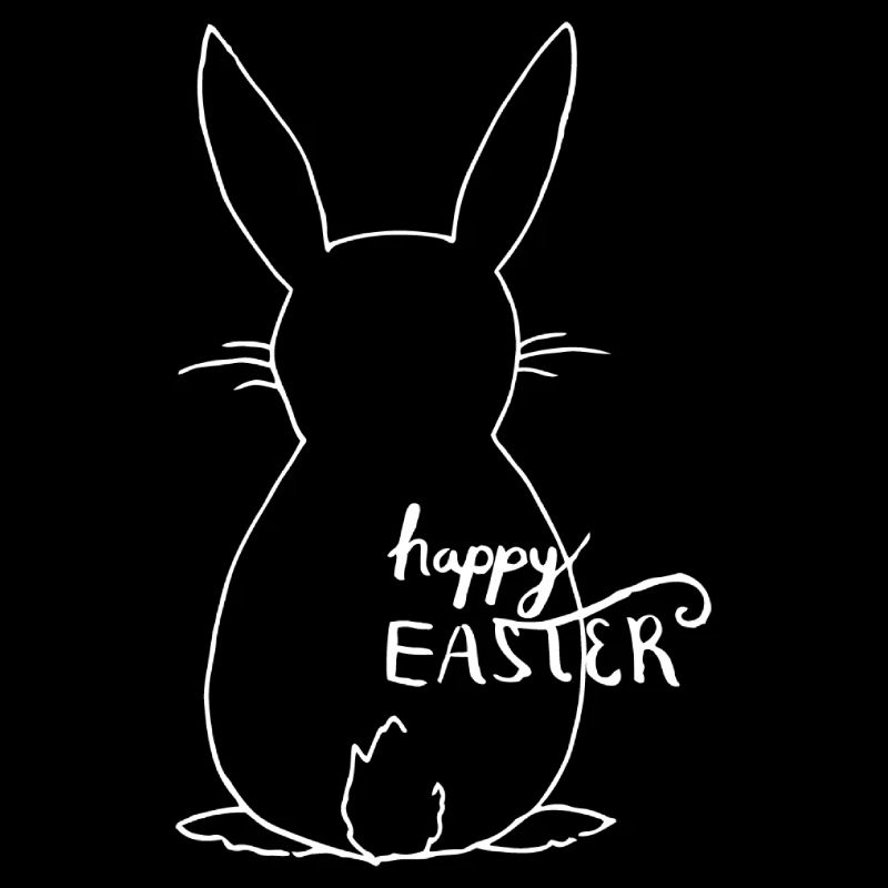 Lapin mignon en vue arrière - Joyeuses Pâques / Blanc