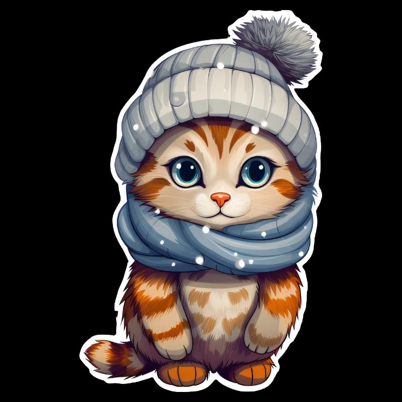 chat mignon avec chapeau et écharpe