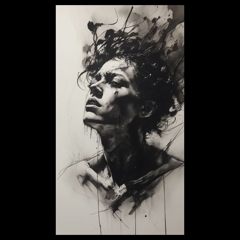 Coal Drawing of Emotion