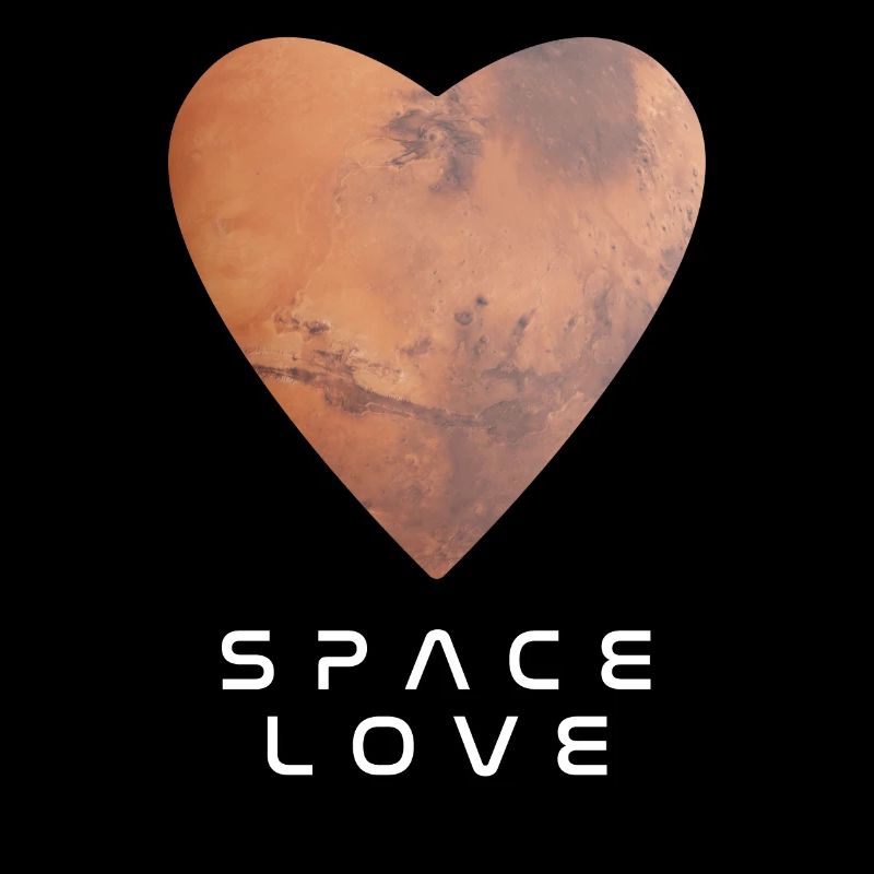 Der Planet Mars in Form eines Herzens