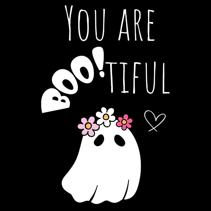 Halloween Ghost Kawaii « vous êtes bootiful » blanc