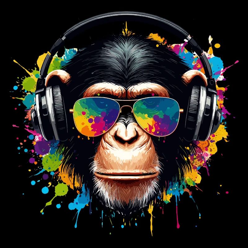 DJ Monkey Schimpanse Affe Musik Kopfhörer lustig