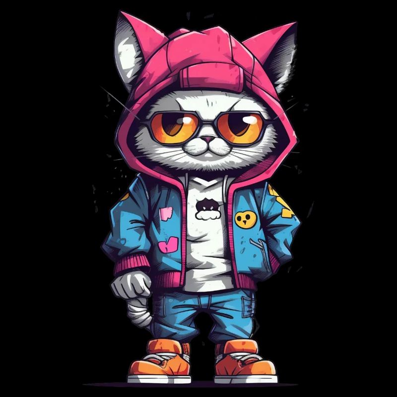 Style hip-hop de chat coloré