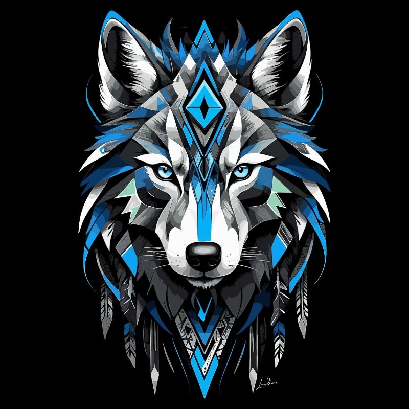 Blue Geometric Wolf