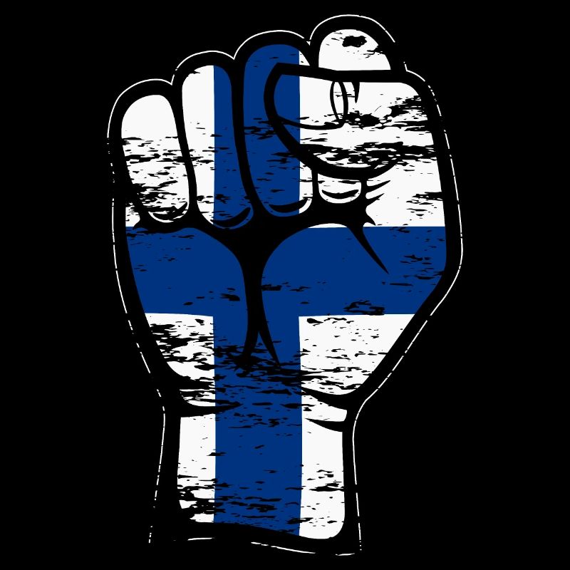 Icône de main de poing du drapeau de la Finlande utilisée