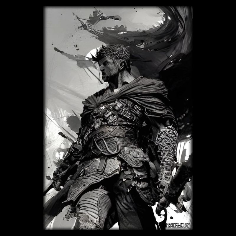 Warrior Sword Vintage Noir Blanc 3