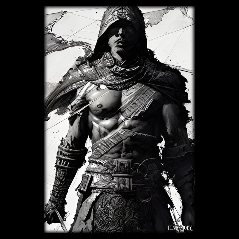 Warrior Sword Vintage Noir Blanc 2