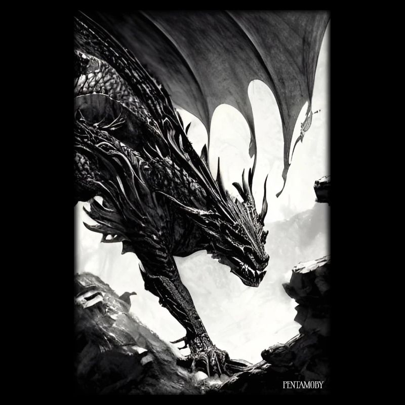 Dragon Creature Fantasy Noir et Blanc 2