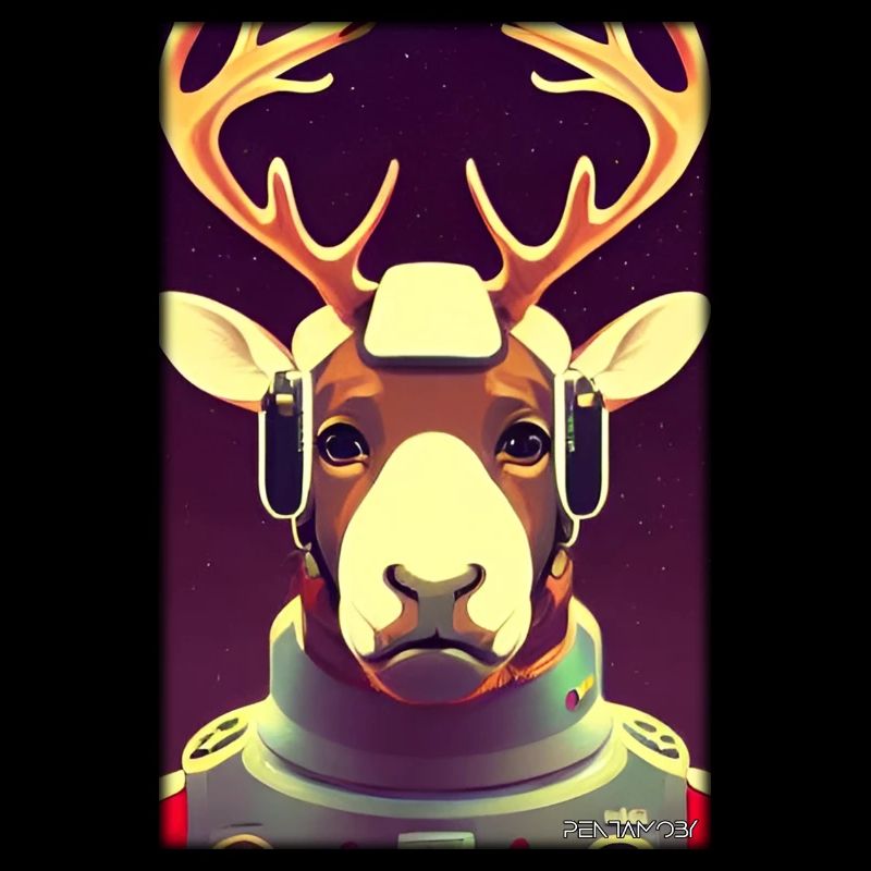Reindeer Astronaut Future Sci-Fi Technology
