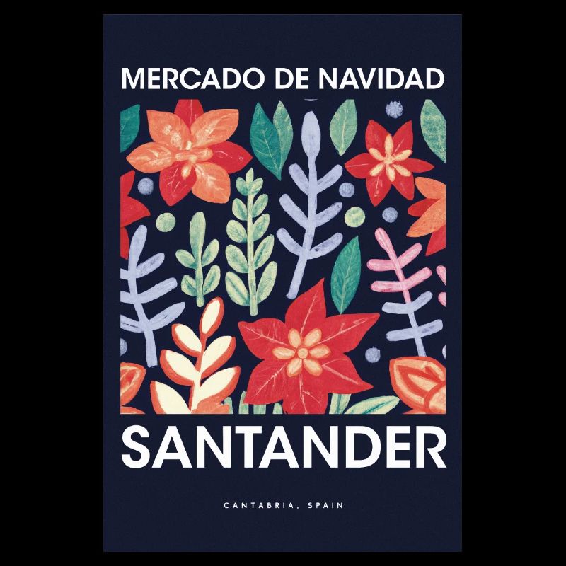 Affiche du marché de Noël de Santander Espagne 1960