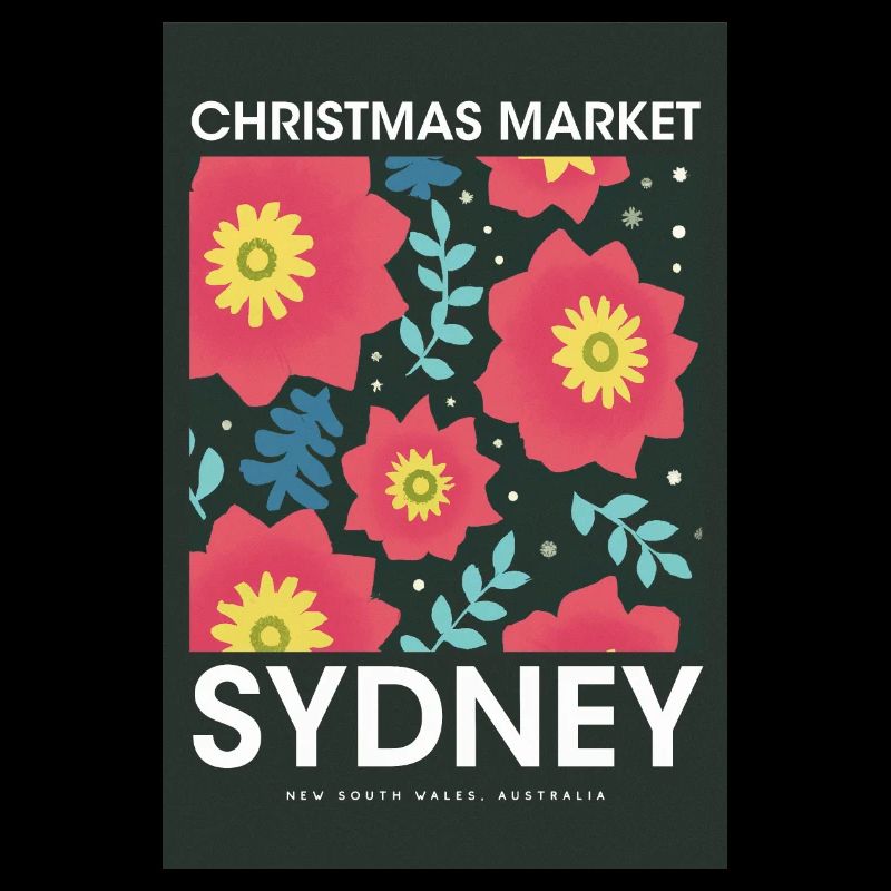 Marché de Noël Sydney Affiche Australie 1960