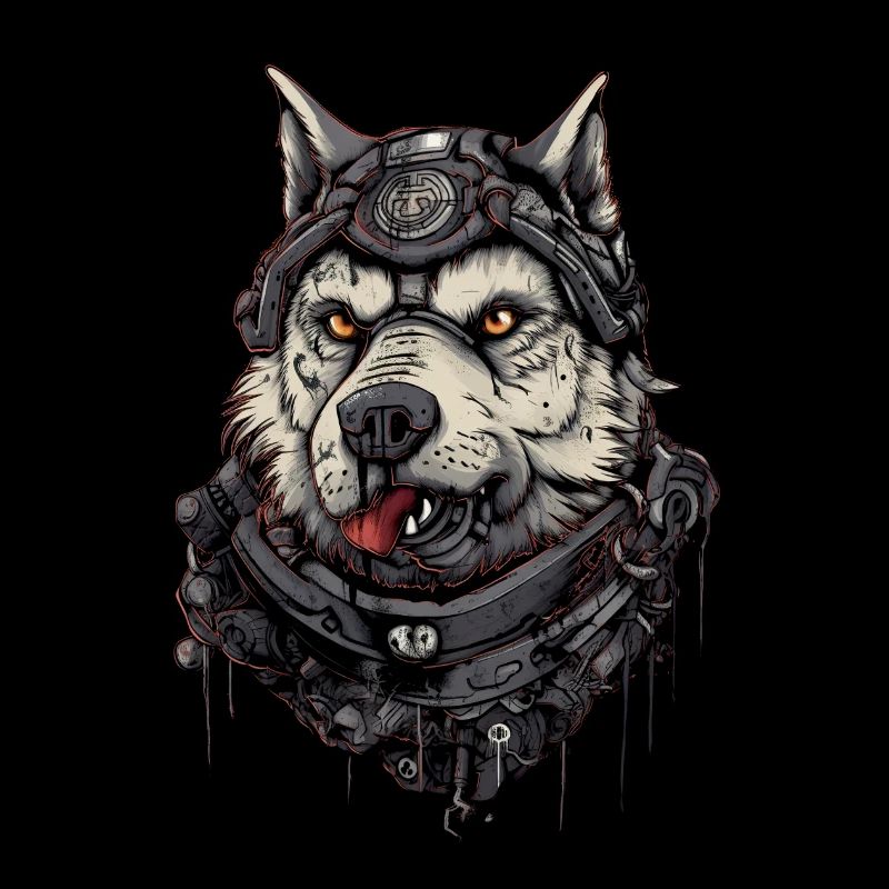 Hund ulv pilot, scifi , Digital illustration,