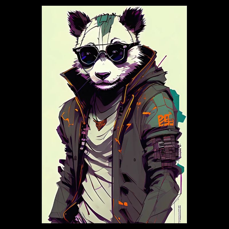 Panda inkpunk avec lunettes de soleil 2