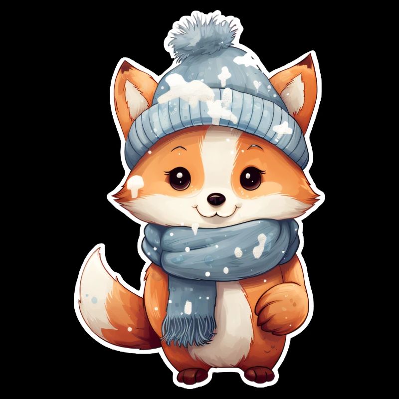 Renard avec chapeau et écharpe