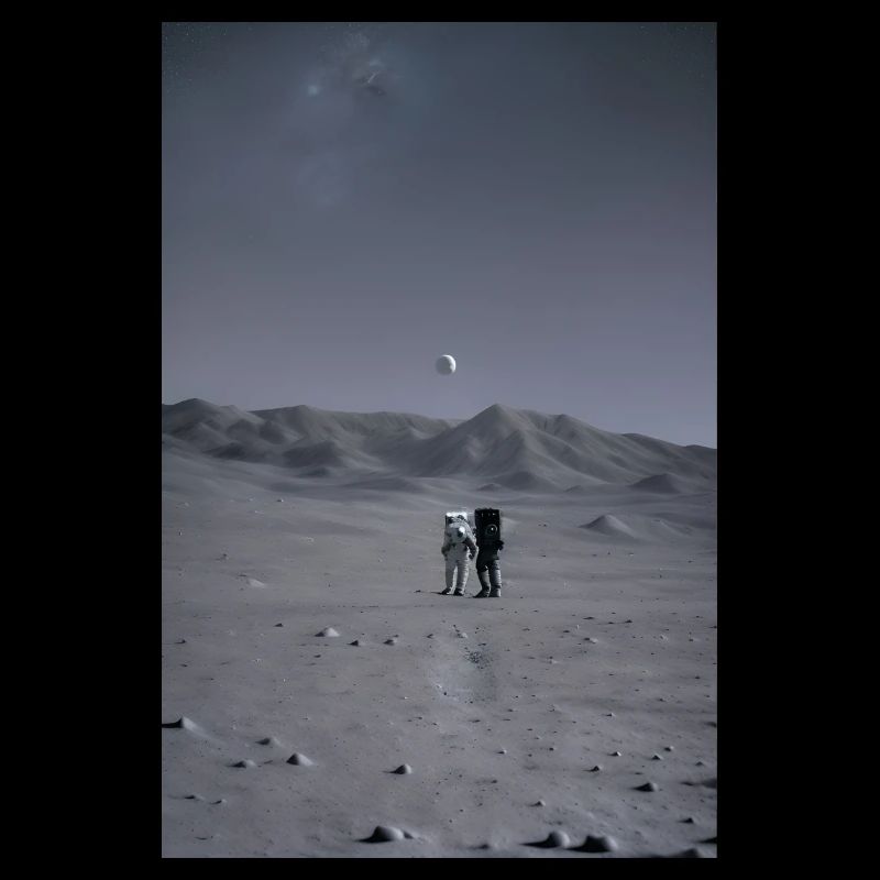 Astronauts exploring the moon Lunar