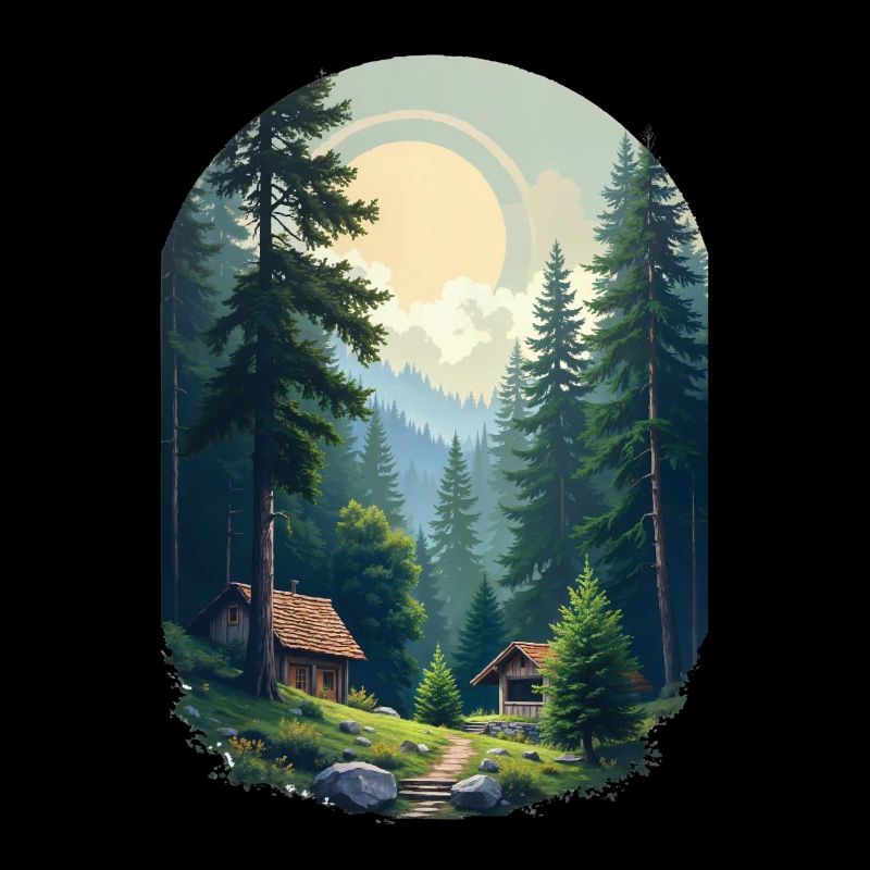 Cabane pixélisée dans les bois