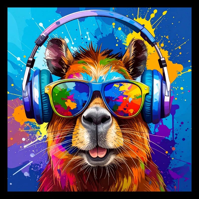 Capybara, capybara, graffiti, peinture, coloré