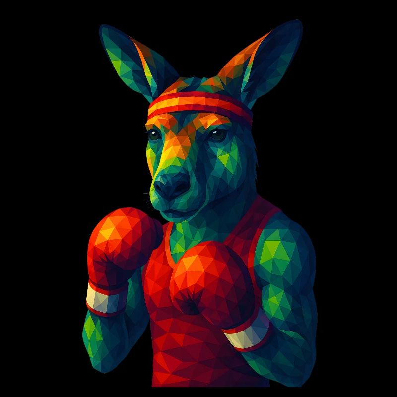 WPAP Stil Tiere - Känguru Boxer in Pose