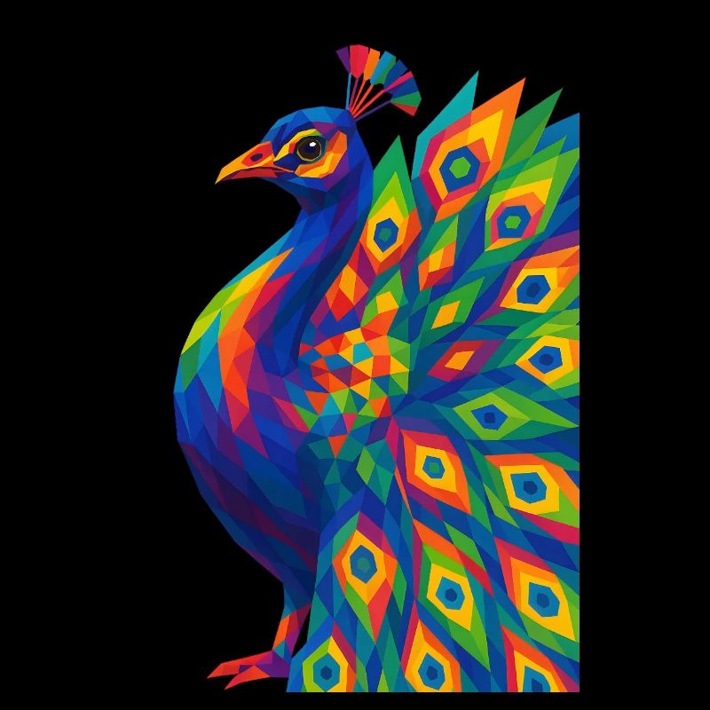 WPAP Polygon Style Animals - Peacock Portrait