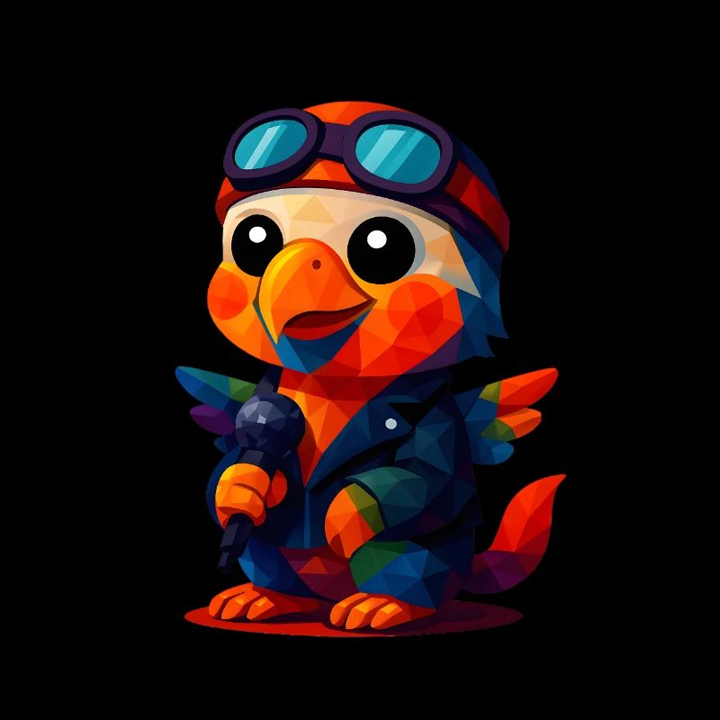 WPAP Polygon Kawaii Animals Style Baby Eagle Singer