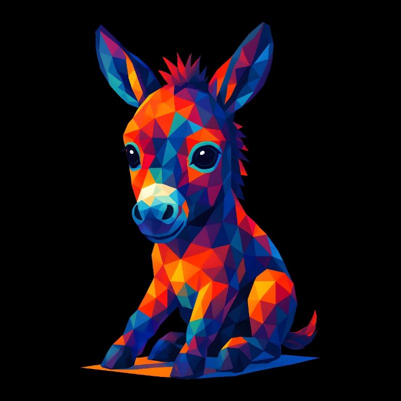 WPAP Polygon Kawaii Style Bébé âne âne âne