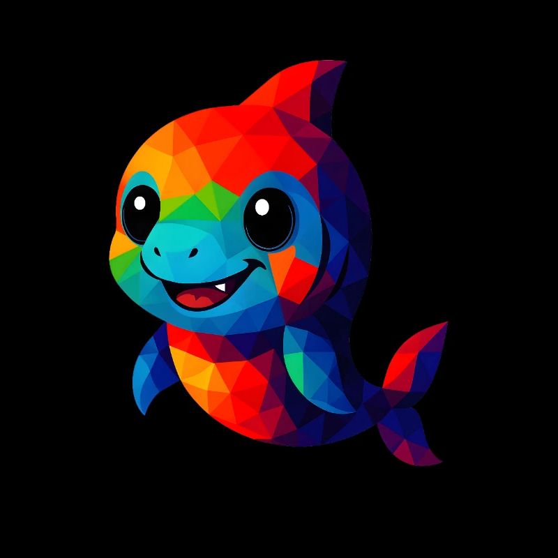 WPAP Polygon Kawaii Style Animaux Bébé Requin