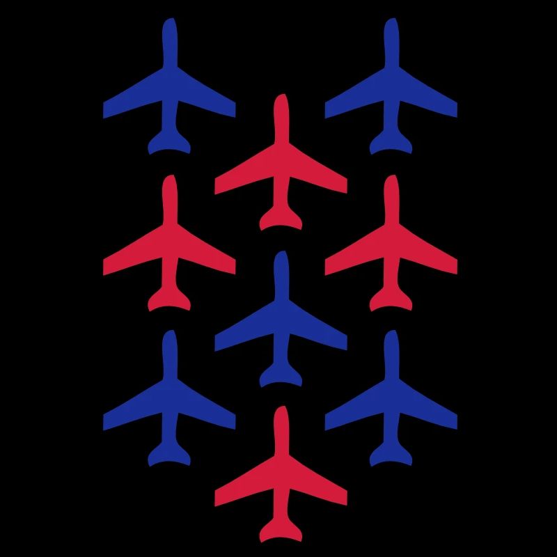 top guns blue and red planes in formation