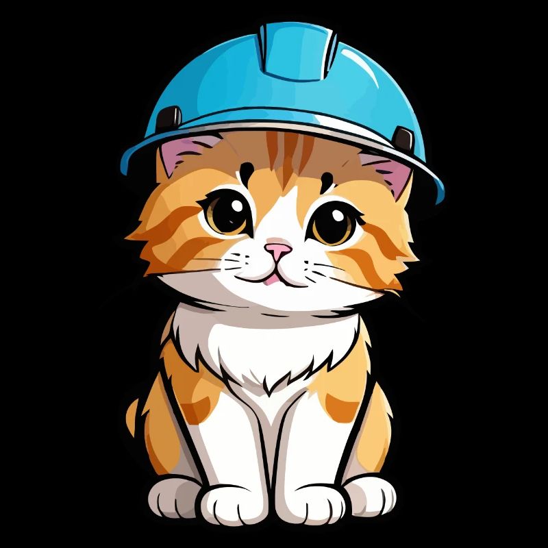 Kitten with a hard hat