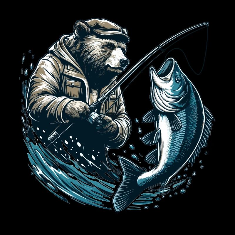 Ours Pêche Pêcheur Poisson Cadeau