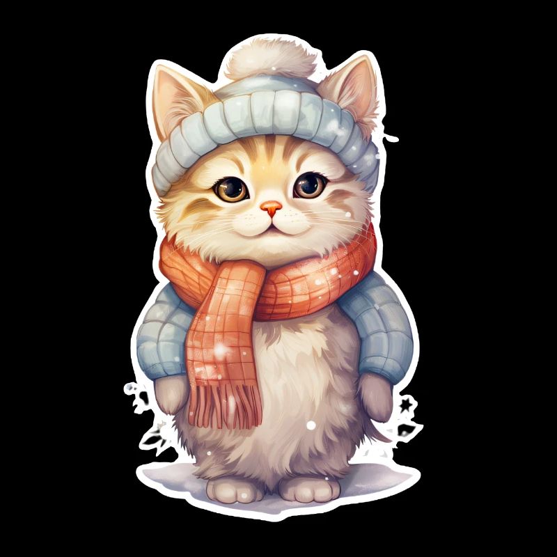Chat joyeux en hiver