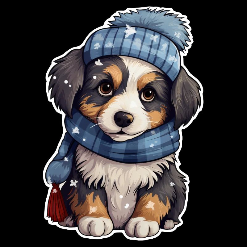 Chiot mignon en hiver