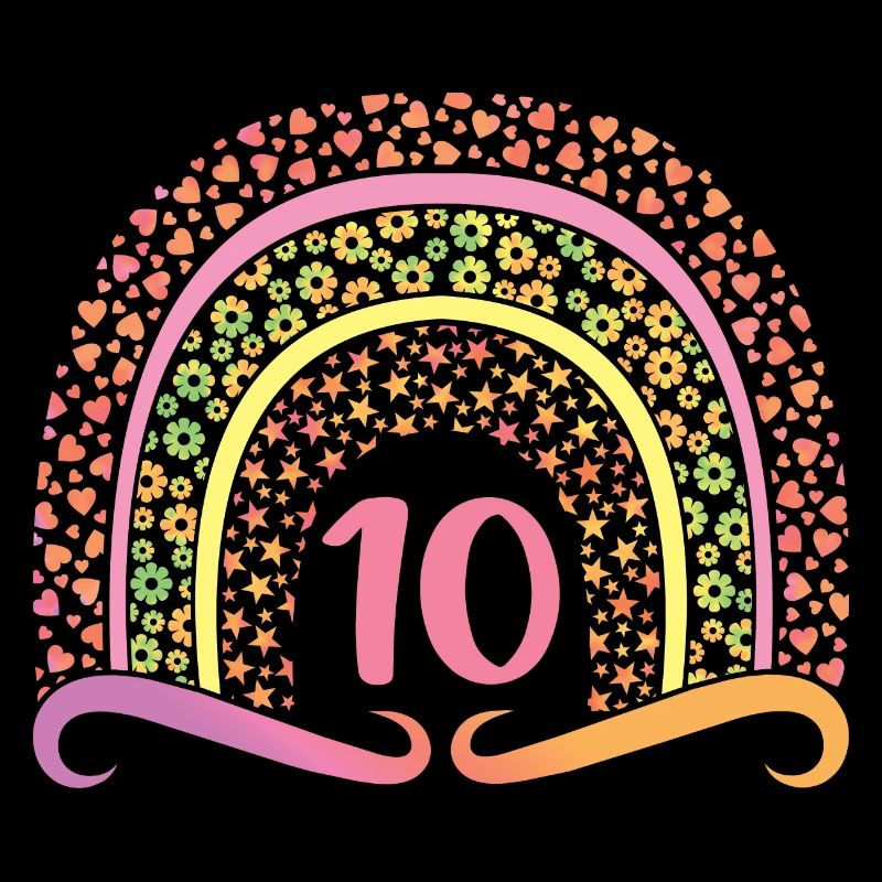 10 Jahre alt 10. Geburtstag Kinder Mädchen Süßer Regenbogen