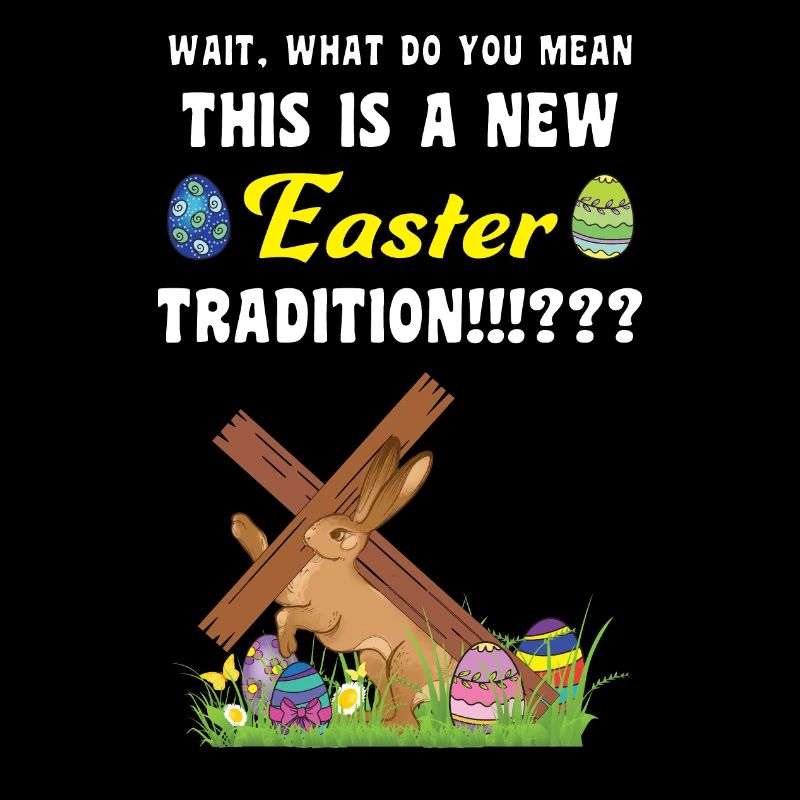 Easter, surprised easter rabbit with wooden cross