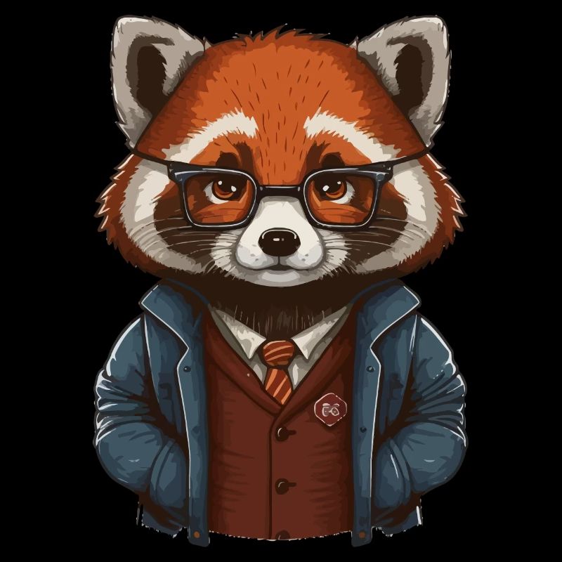 roter Panda als Hipster