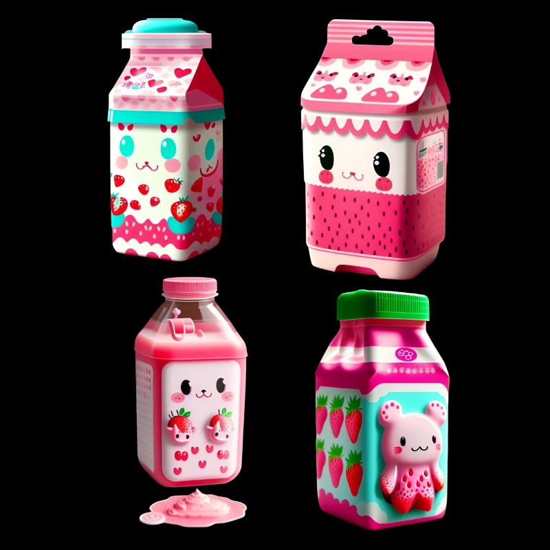 Kawaii Erdbeermilch Karton - lecker!